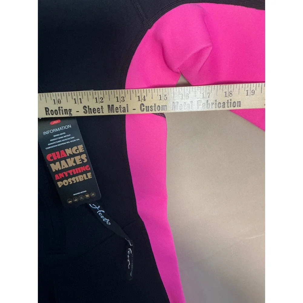 Hevto Wetsuit Kids Size 12 Black Pink NEW 3/2mm Neoprene Back Zip Full Body